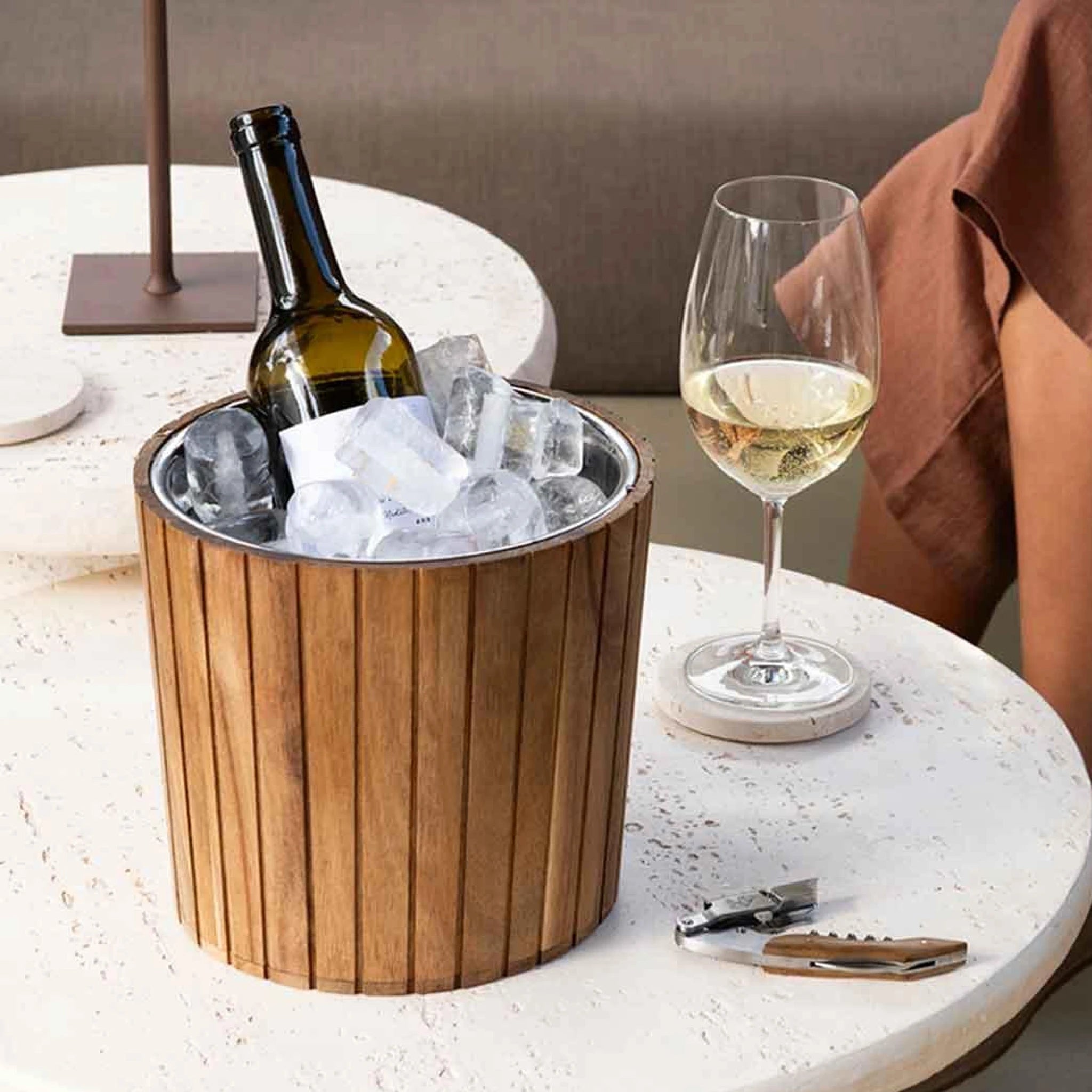 Cubitera | Balde para Vinho em Madeira de Acácia e Aço Inoxidável