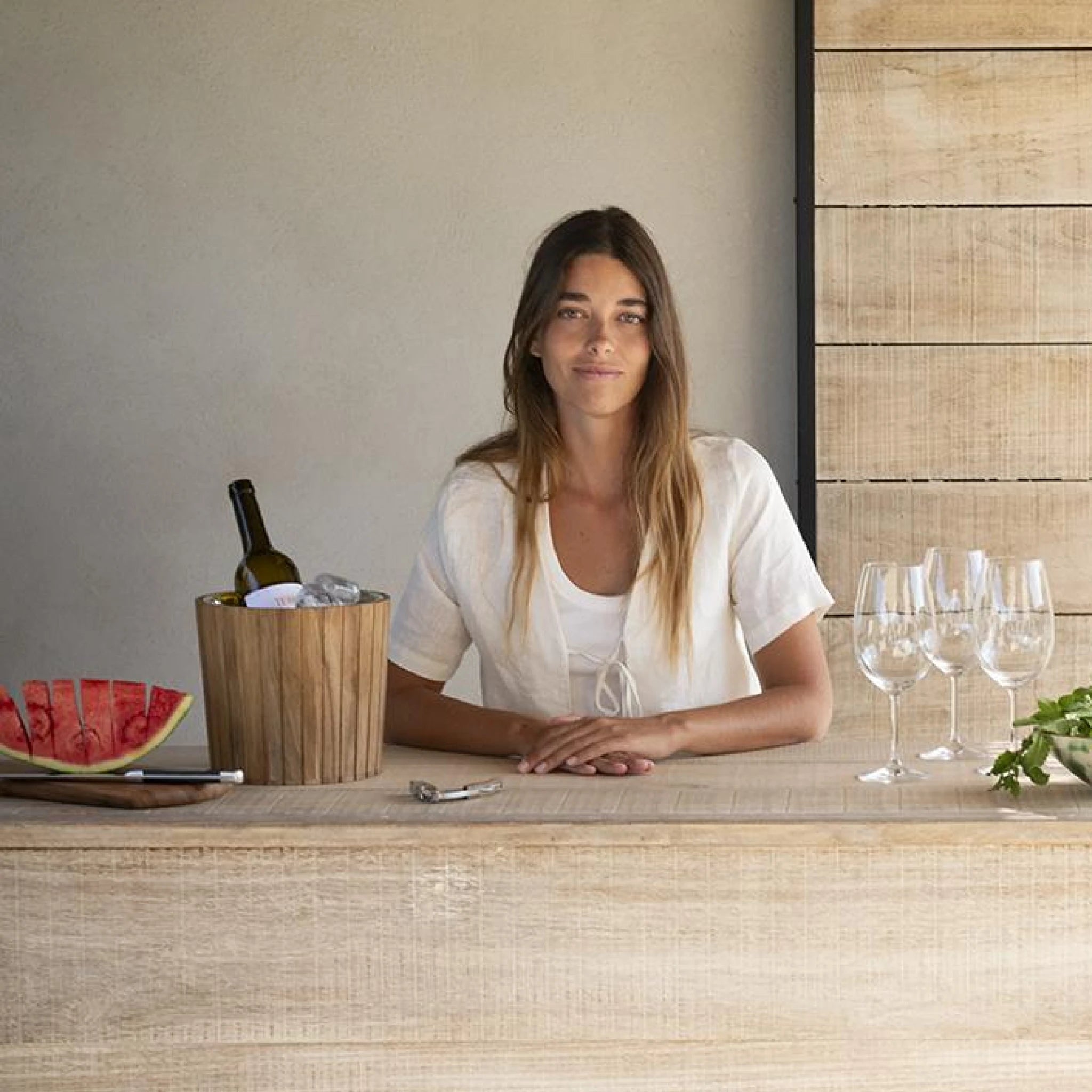 Cubitera | Balde para Vinho em Madeira de Acácia e Aço Inoxidável