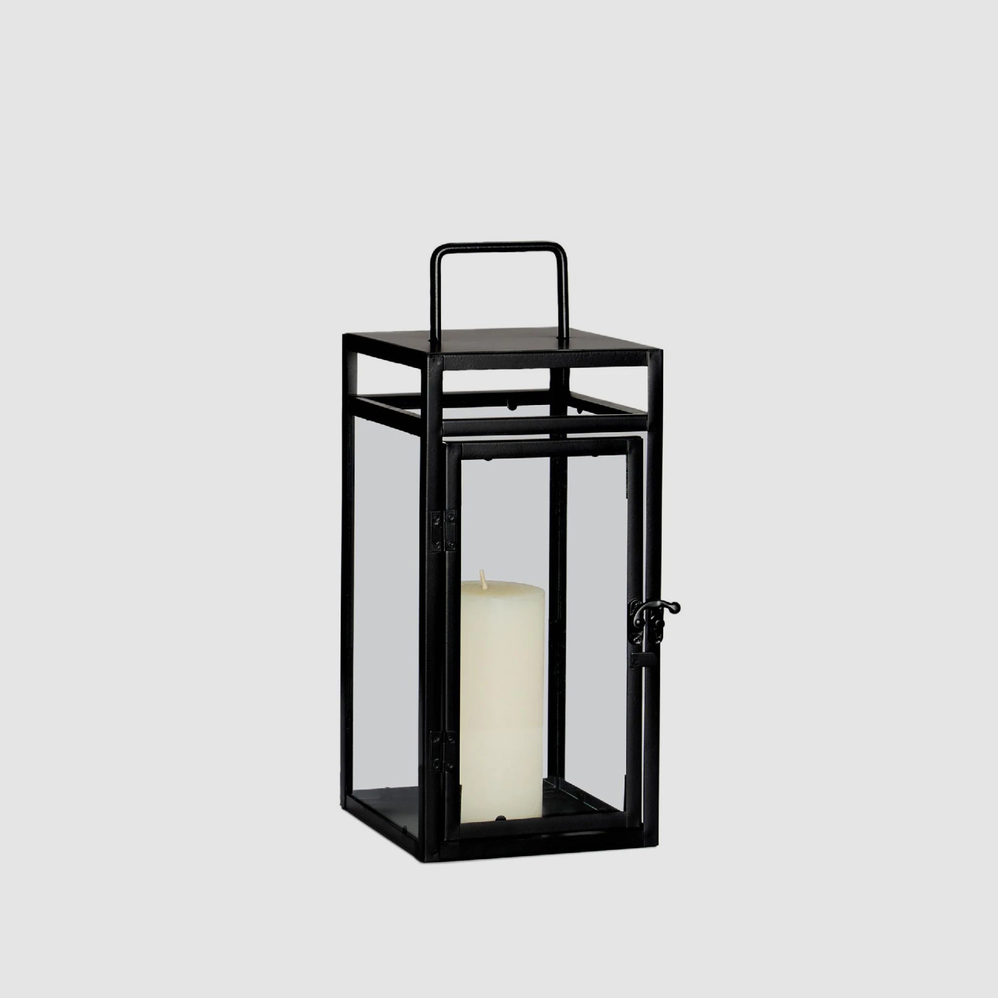 Industrial | Lanterna Porta-Velas em Metal Preto 35 cm
