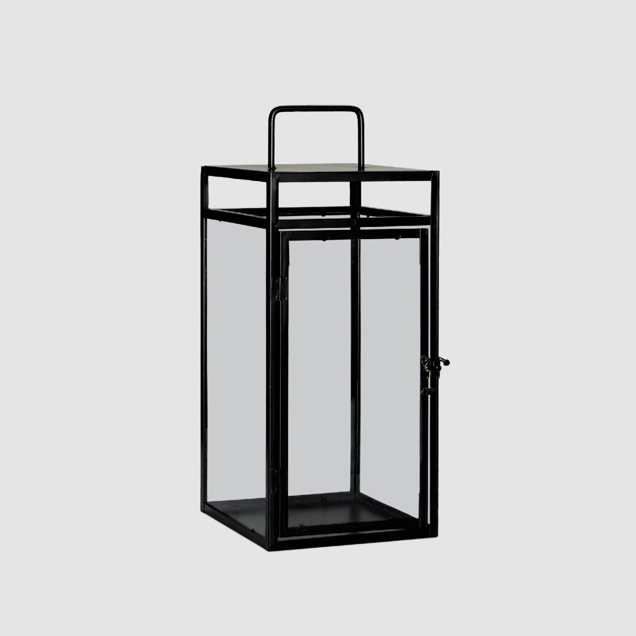 Industrial | Lanterna Porta-Velas em Metal Preto 46 cm