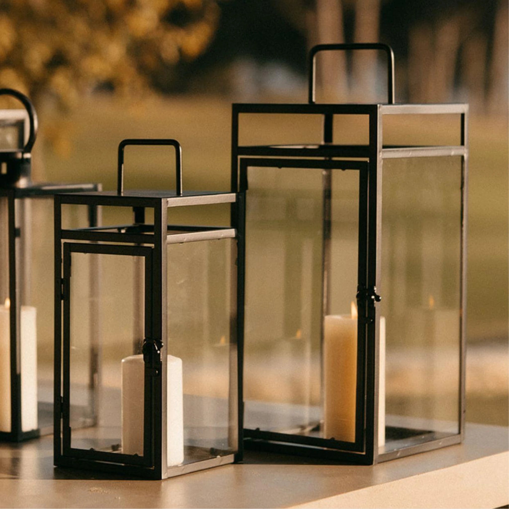 Industrial | Lanterna Porta-Velas em Metal Preto 35 cm