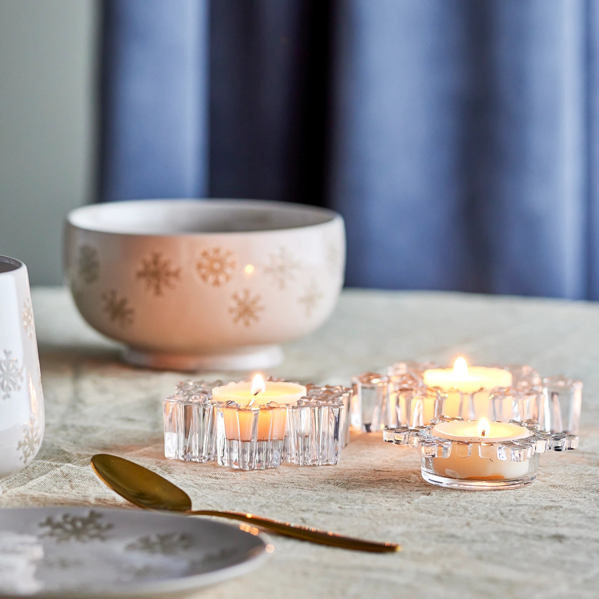 Conjunto de 3 Porta-Velas Floco de Neve