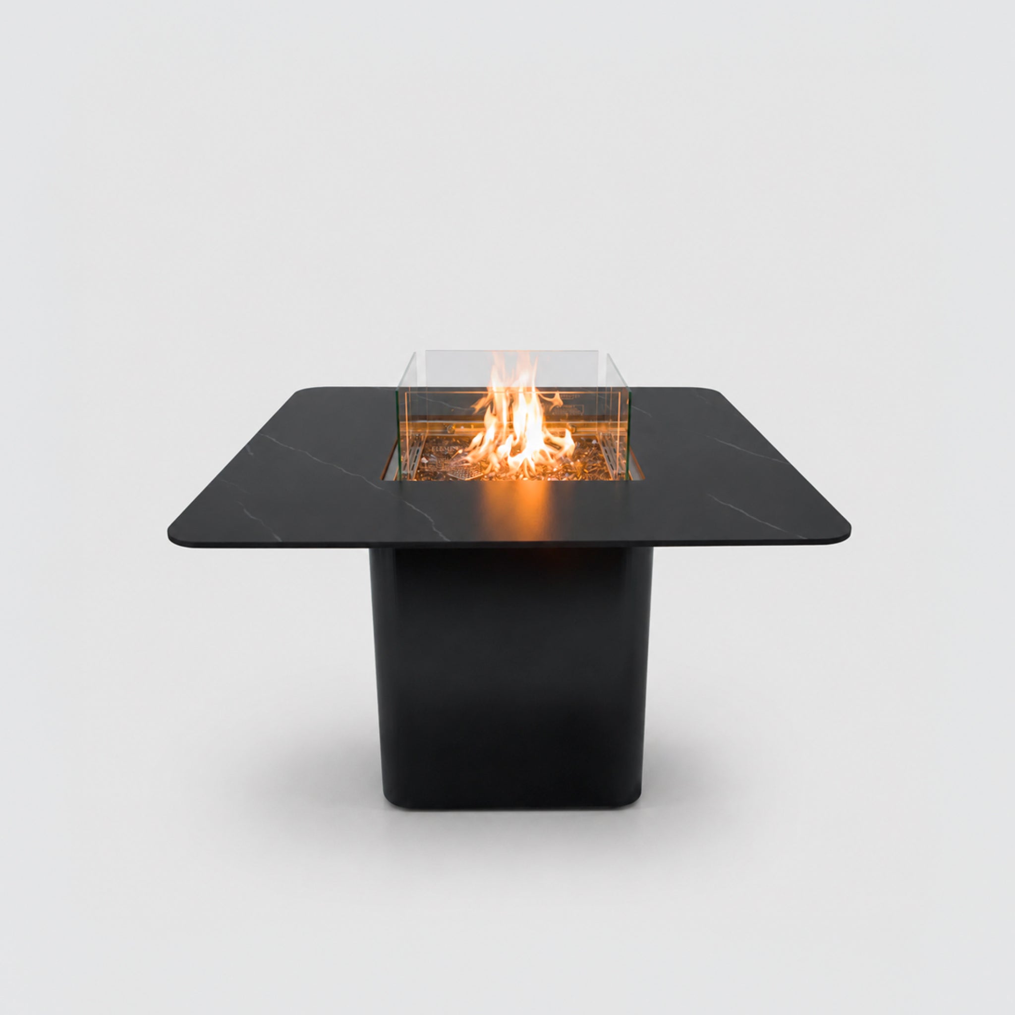 Brugge | Outdoor Marble Dining Table with Gas Fire Pit