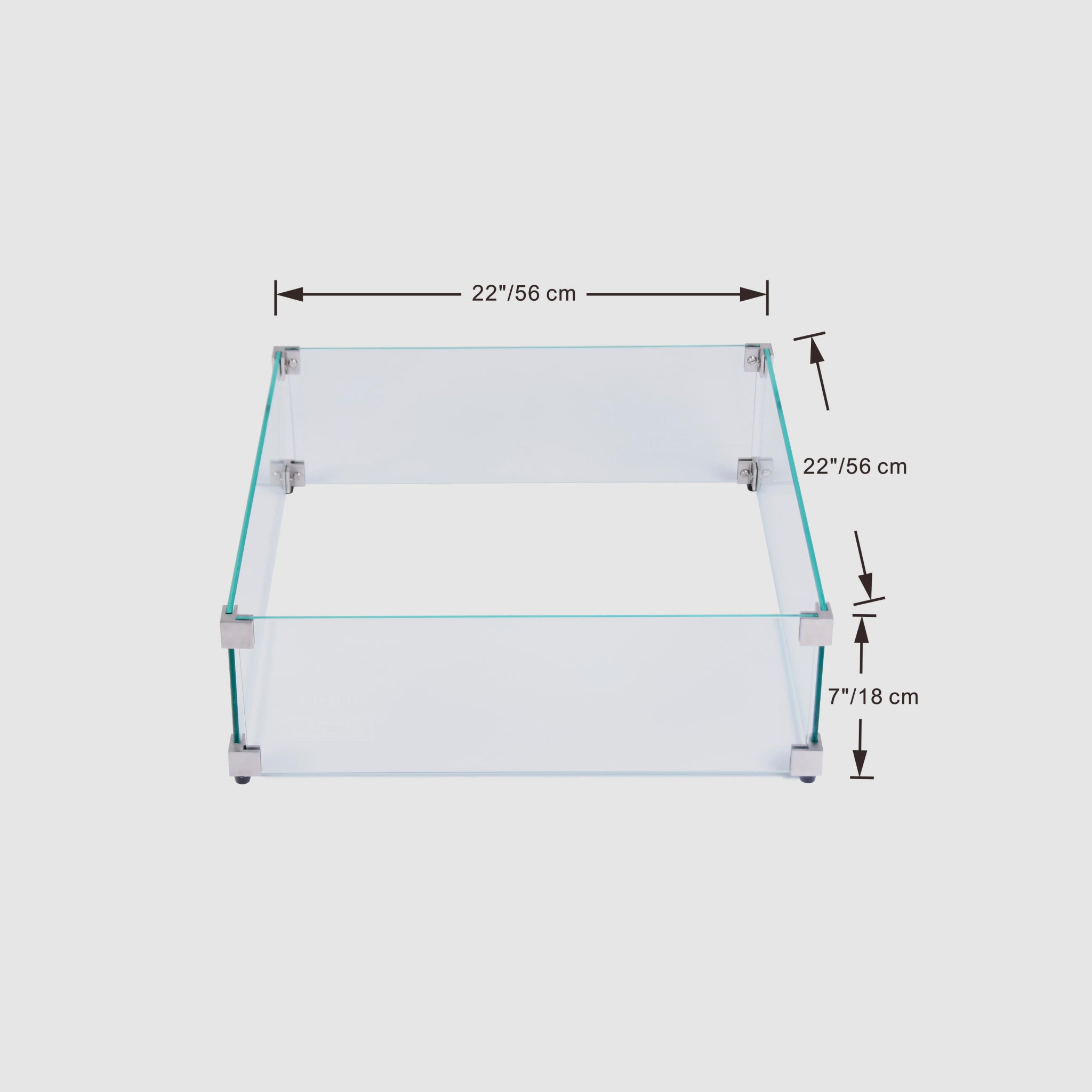 Small Square Glass Fireplace Frame