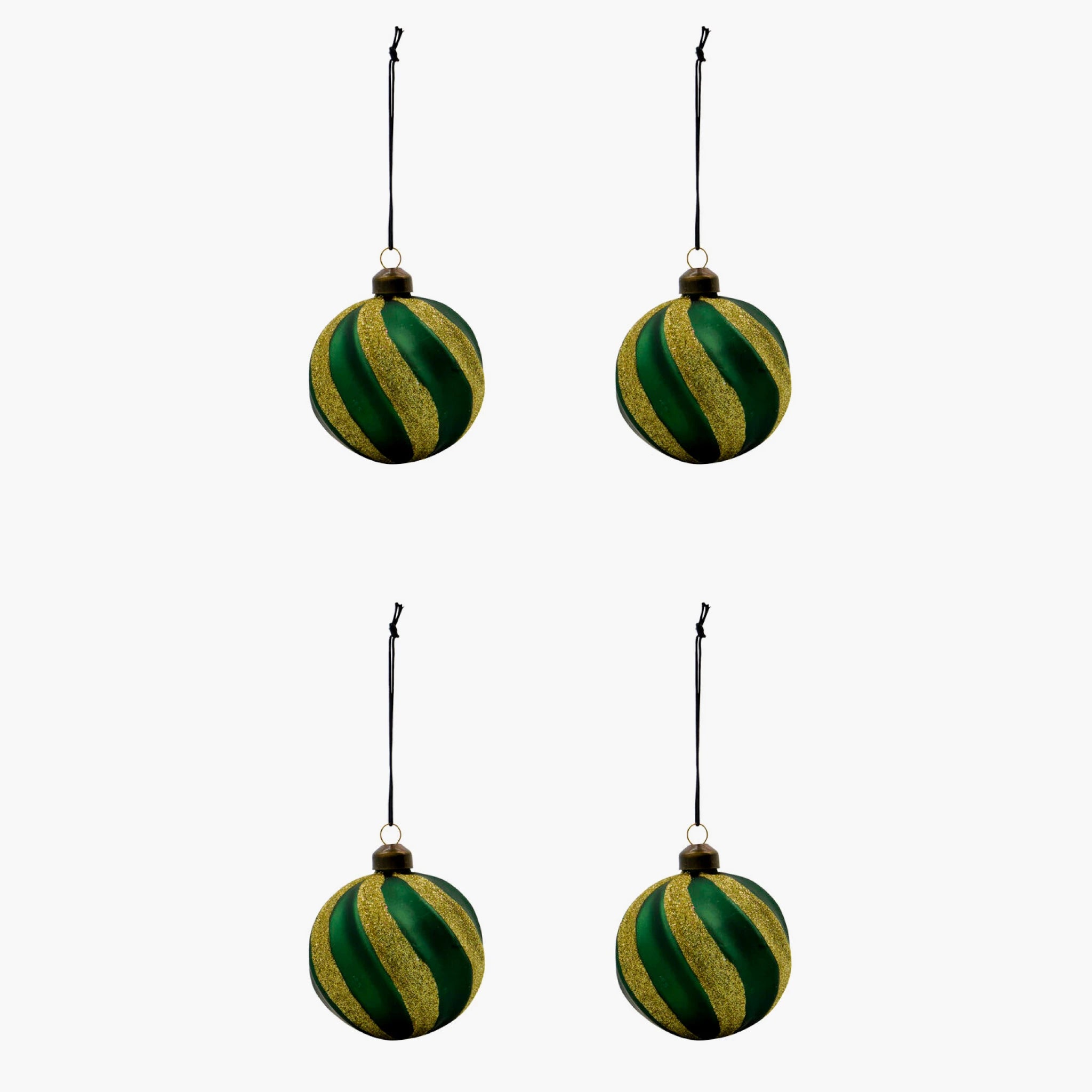 Swirl | Conjunto de 4 Bolas de Natal Verdes 8 cm