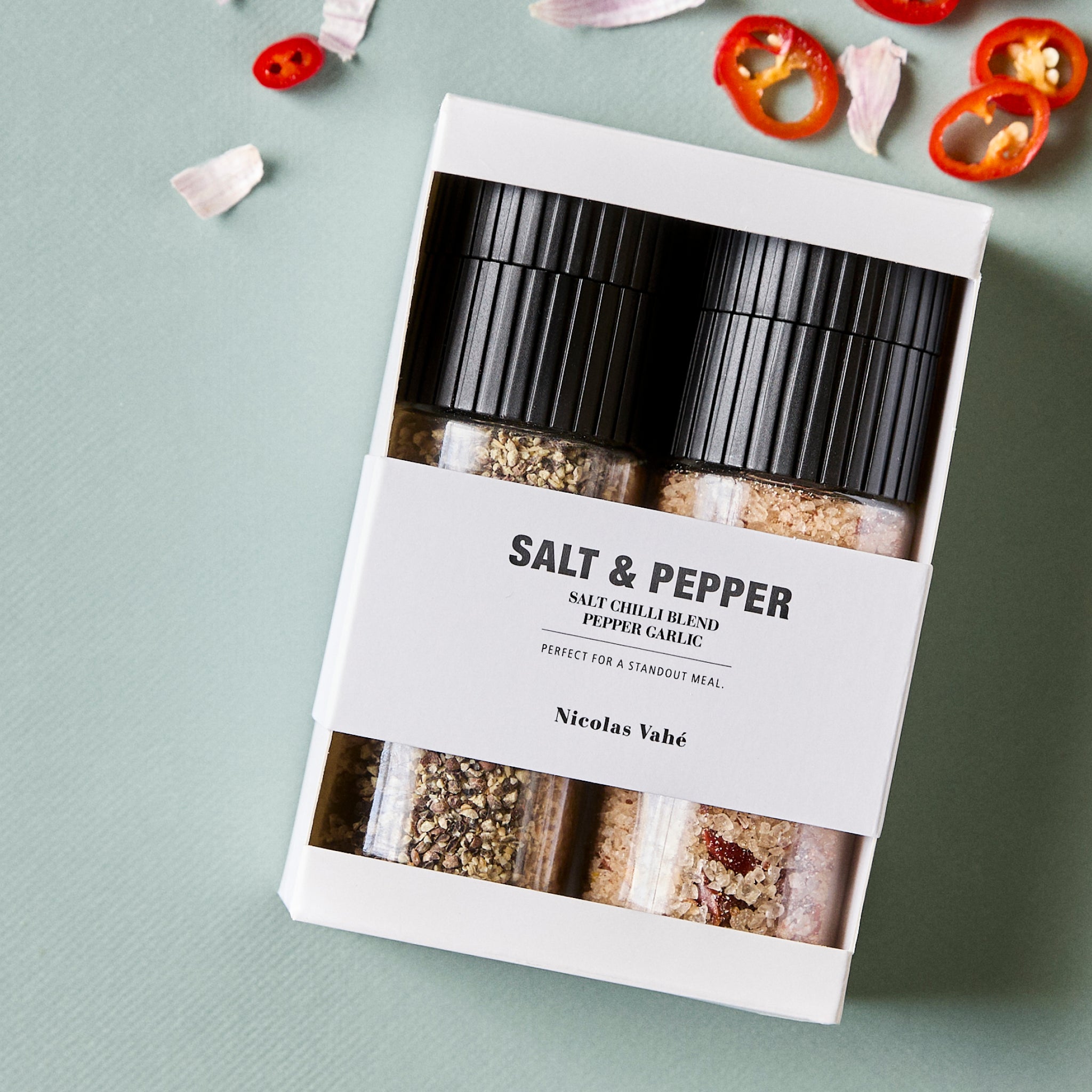 Conjunto de Sal com Chili e Pimenta com Alho | 180 g