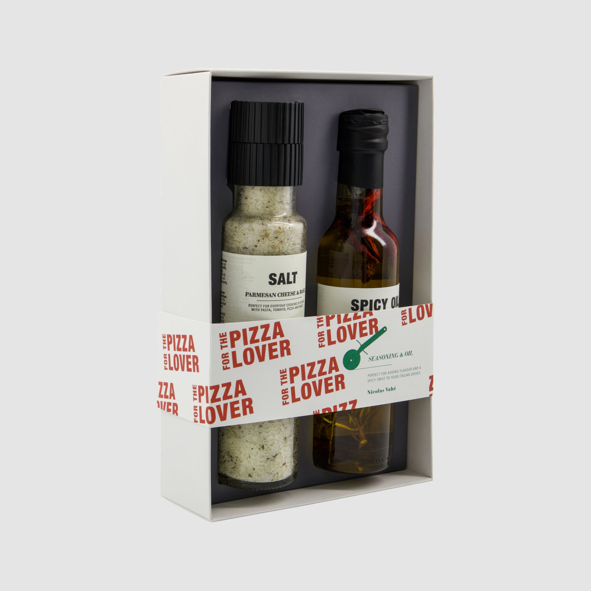 Pizza Lover | Conjunto de Sal com Parmesão e Manjericão e Óleo Picante