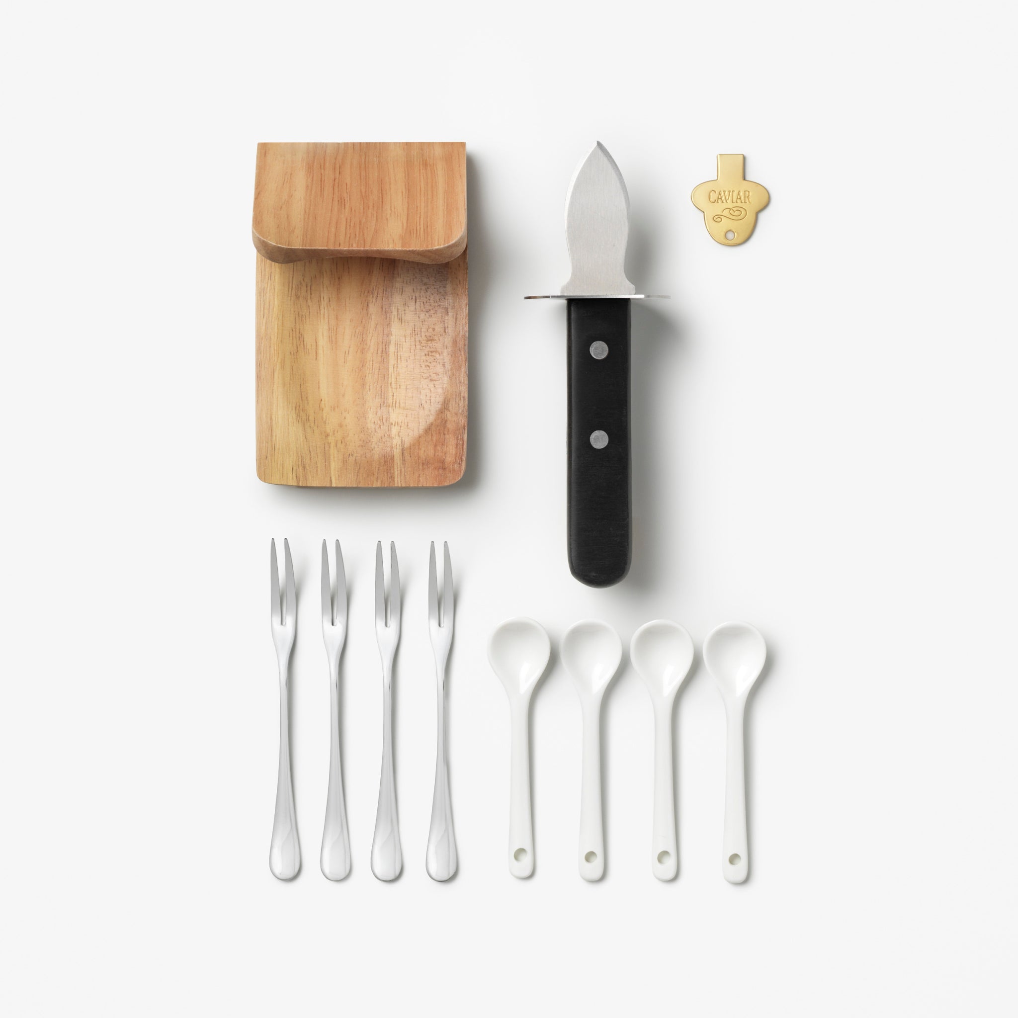 Conjunto de Utensílios para Ostras e Caviar